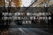 先把这一步做对：糖心vlog新官方入口的冷门分类入口，很多人用很久都没发现