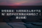 别怪我直说：91网到底怎么用才不后悔？我把评论区氛围这关踩明白了（建议收藏）
