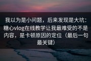 我以为是小问题，后来发现是大坑：糖心vlog在线教学让我最难受的不是内容，是卡顿原因的定位（最后一句最关键）