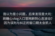 我以为是小问题，后来发现是大坑：刷糖心vlog入口官网刷到心态波动？因为误判与纠正的窗口期太会抓人