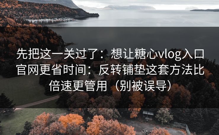 先把这一关过了：想让糖心vlog入口官网更省时间：反转铺垫这套方法比倍速更管用（别被误导）
