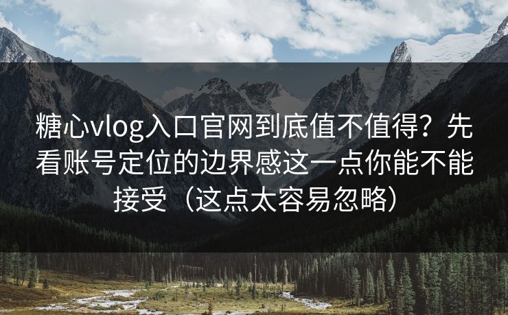 糖心vlog入口官网到底值不值得？先看账号定位的边界感这一点你能不能接受（这点太容易忽略）