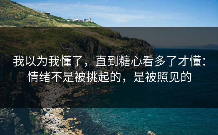 我以为我懂了，直到糖心看多了才懂：情绪不是被挑起的，是被照见的