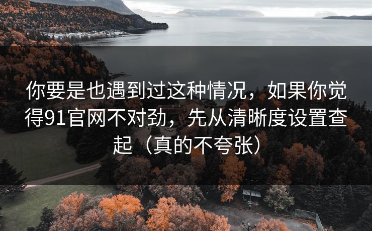 你要是也遇到过这种情况，如果你觉得91官网不对劲，先从清晰度设置查起（真的不夸张）