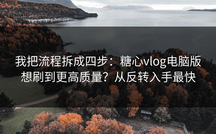 我把流程拆成四步：糖心vlog电脑版想刷到更高质量？从反转入手最快