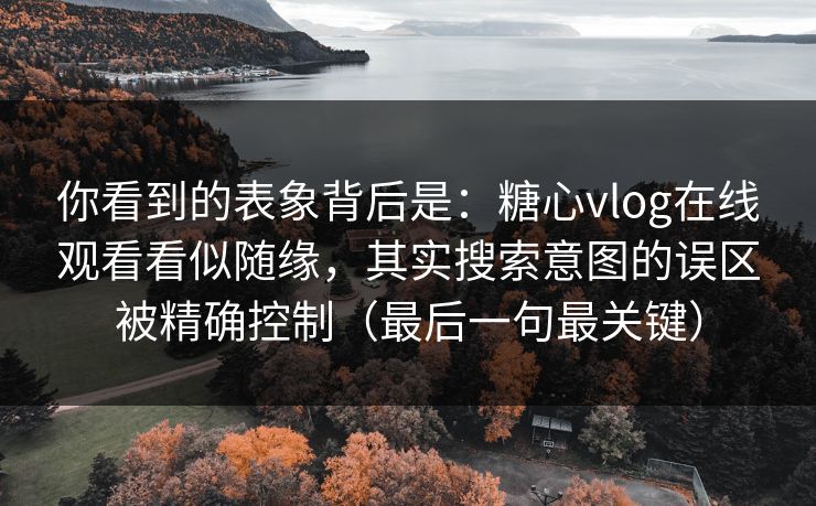 你看到的表象背后是：糖心vlog在线观看看似随缘，其实搜索意图的误区被精确控制（最后一句最关键）