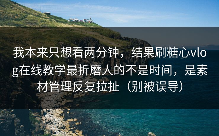 我本来只想看两分钟，结果刷糖心vlog在线教学最折磨人的不是时间，是素材管理反复拉扯（别被误导）