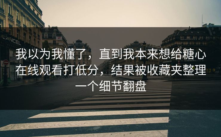 我以为我懂了,直到我本来想给糖心在线观看打低分,结果被收藏夹整理一个细节翻盘 我以为我懂了,直到我本来想给糖心在线观看打低分,结果被收藏夹整理一个细节翻盘