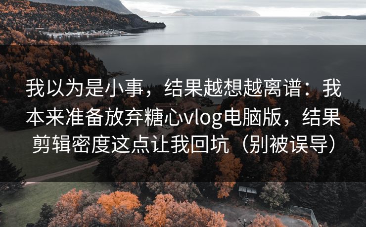 我以为是小事，结果越想越离谱：我本来准备放弃糖心vlog电脑版，结果剪辑密度这点让我回坑（别被误导）